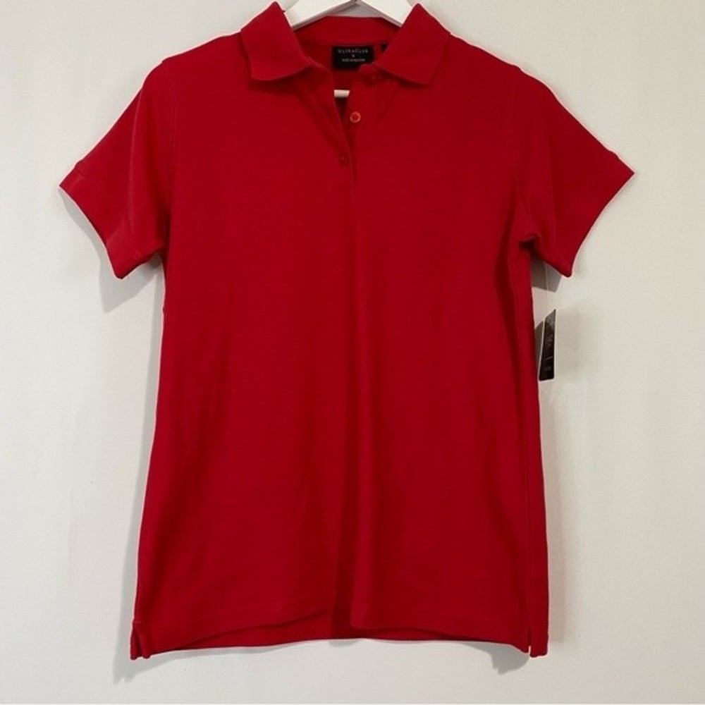 Ultra Club Women’s The Basics Button Short Sleeve Polo Red NWT